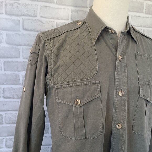 Vintage Willis and Geiger Shooting Hunting Shirt Army Green Men Med Utility USA - Picture 8 of 11